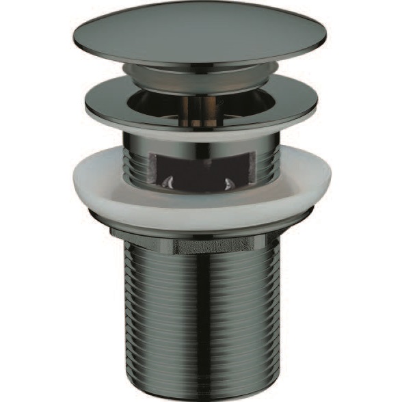 Донный клапан для раковины автомат (клик-клак) Boheme 612/2-SGM (оружейный металл глянцевый), с переливом