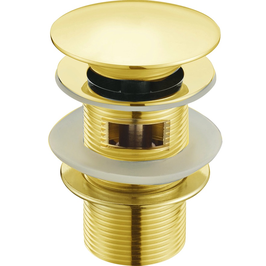 Донный клапан для раковины автомат (клик-клак) Boheme 611/2 (золотой), с переливом