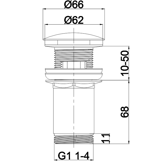 Донный клапан для раковины Whitecross A706GM (оружейная сталь PVD), с переливом и без, клик-клак