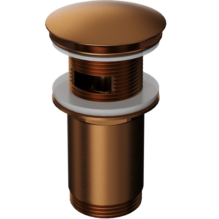 Донный клапан для раковины Whitecross A706CPB (медь брашированная PVD), с переливом и без, клик-клак