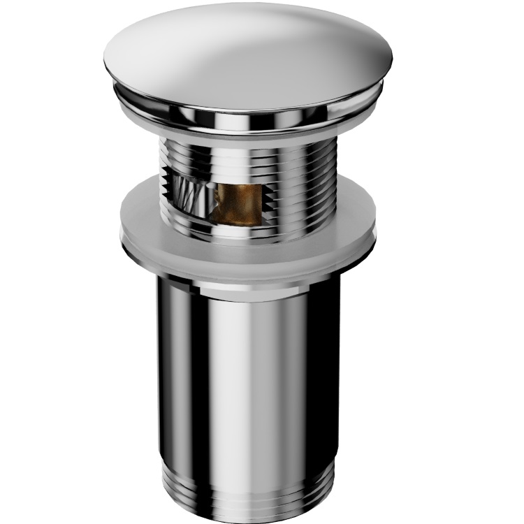 Донный клапан для раковин Whitecross A706CR (хром), с переливом и без, клик-клак