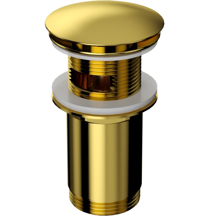 Донный клапан для раковины Whitecross A706GL (золотой PVD), с переливом и без, клик-клак