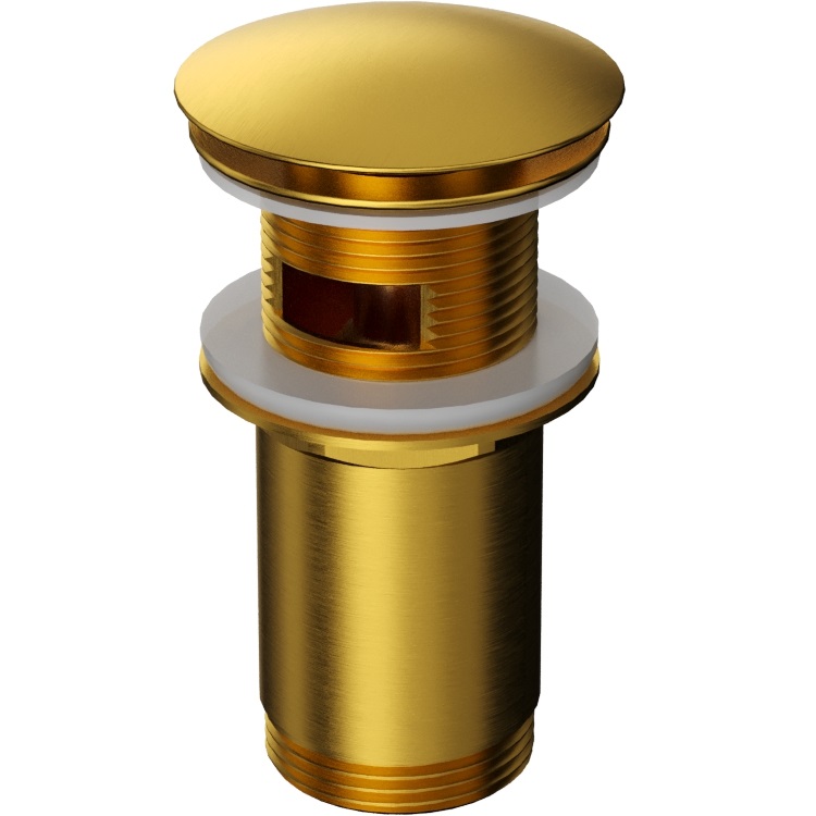 Донный клапан для раковины Whitecross A706GLB (золото брашированное PVD), с переливом и без, клик-клак