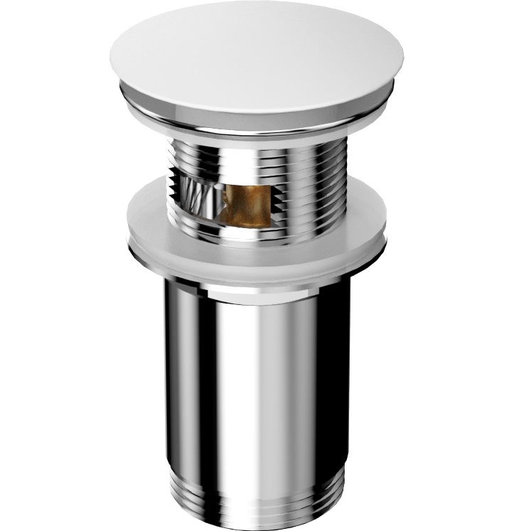 Донный клапан для раковин Whitecross A706WHS (белый матовый), с переливом и без, клик-клак