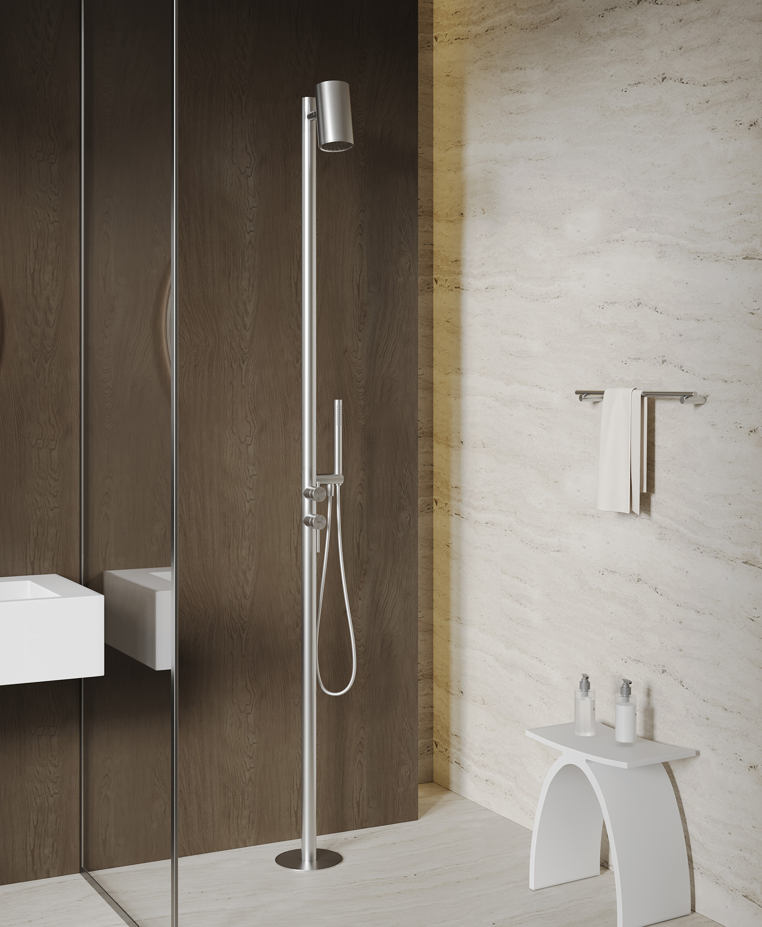 Душ напольный Abber Wasser Kreis 316 AF8180BST (сталь брашированная)