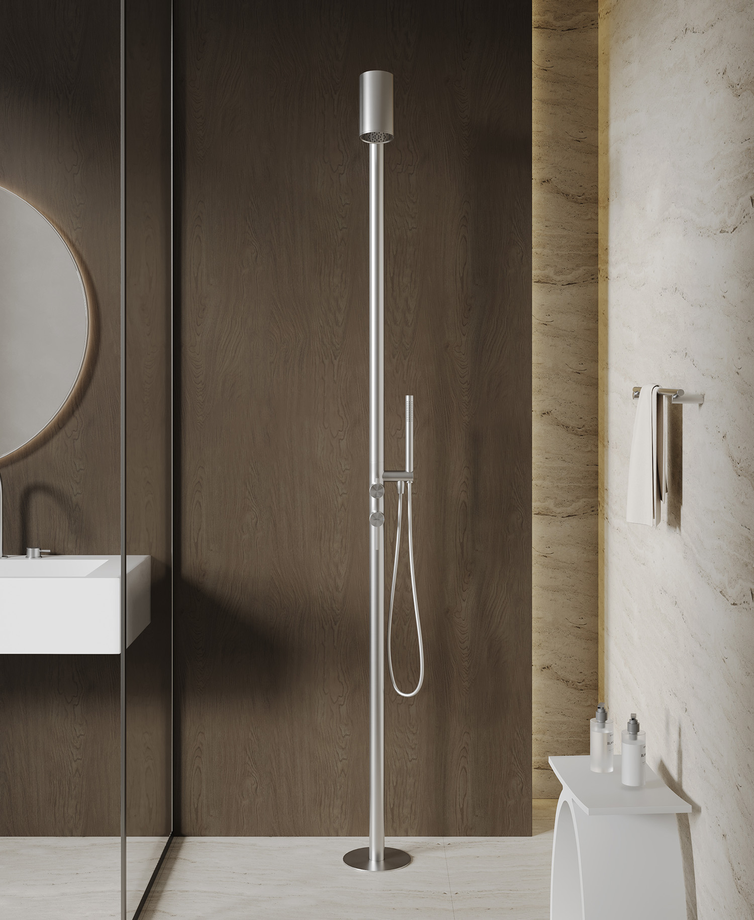 Душ напольный Abber Wasser Kreis 316 AF8180BST (сталь брашированная)