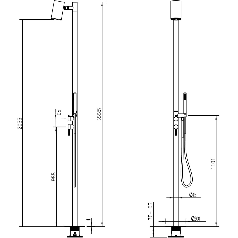 Душ напольный Abber Wasser Kreis 316 AF8180BST (сталь брашированная)