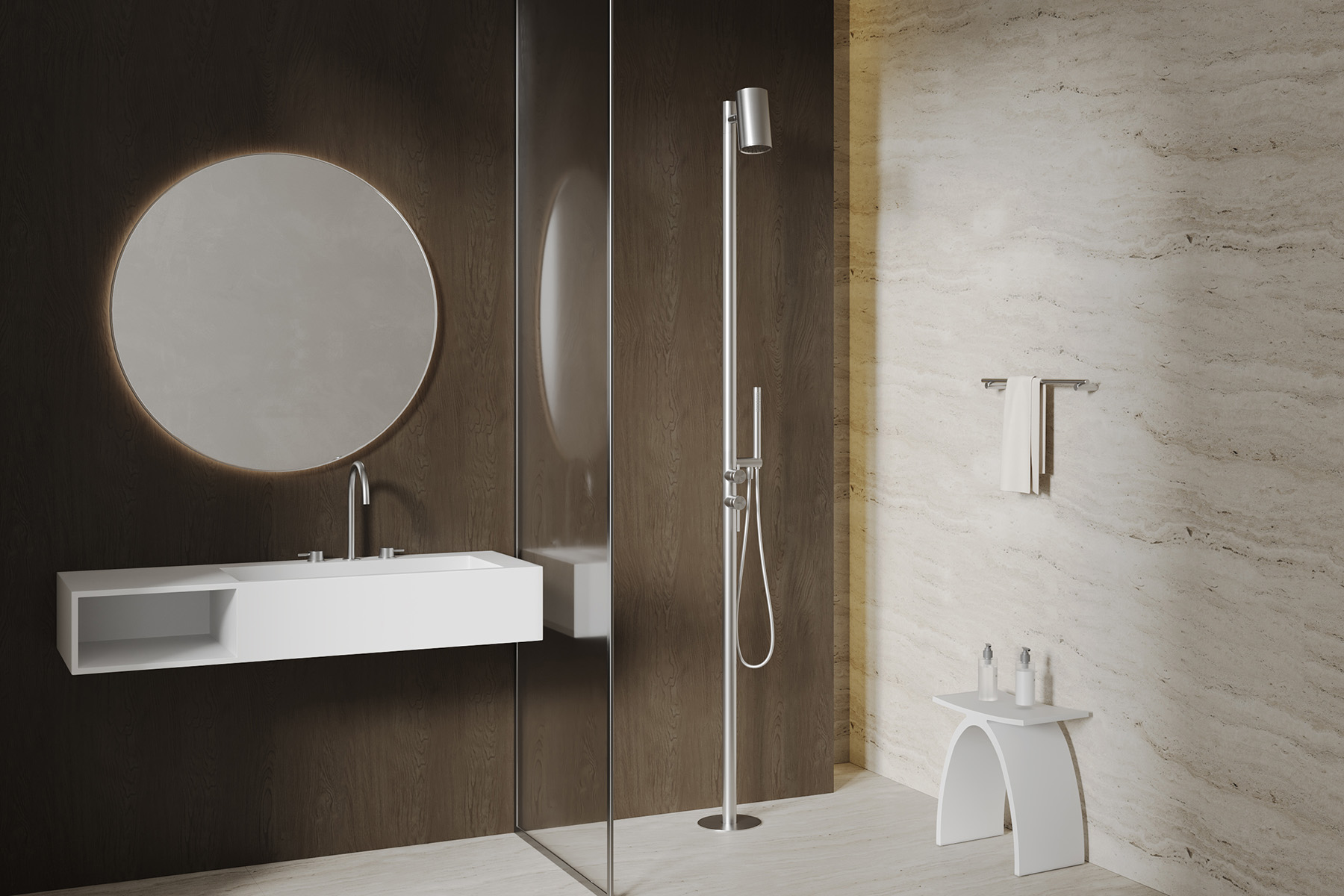 Душ напольный Abber Wasser Kreis 316 AF8180BST (сталь брашированная)