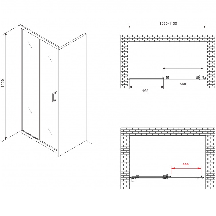 Душевая дверь Abber Schwarzer Diamant AG301105 110х190 (хром)