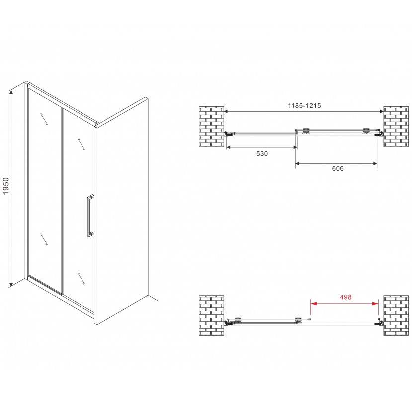 Душевая дверь Abber Schwarzer Diamant AG30120H 120х195 (хром)
