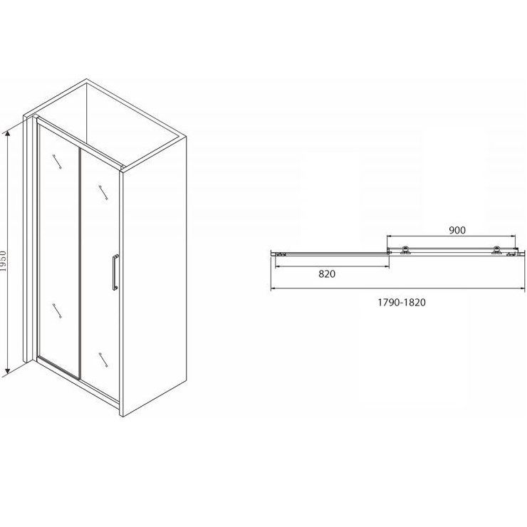 Душевая дверь Abber Schwarzer Diamant AG30180BH 180х195 (черный матовый)