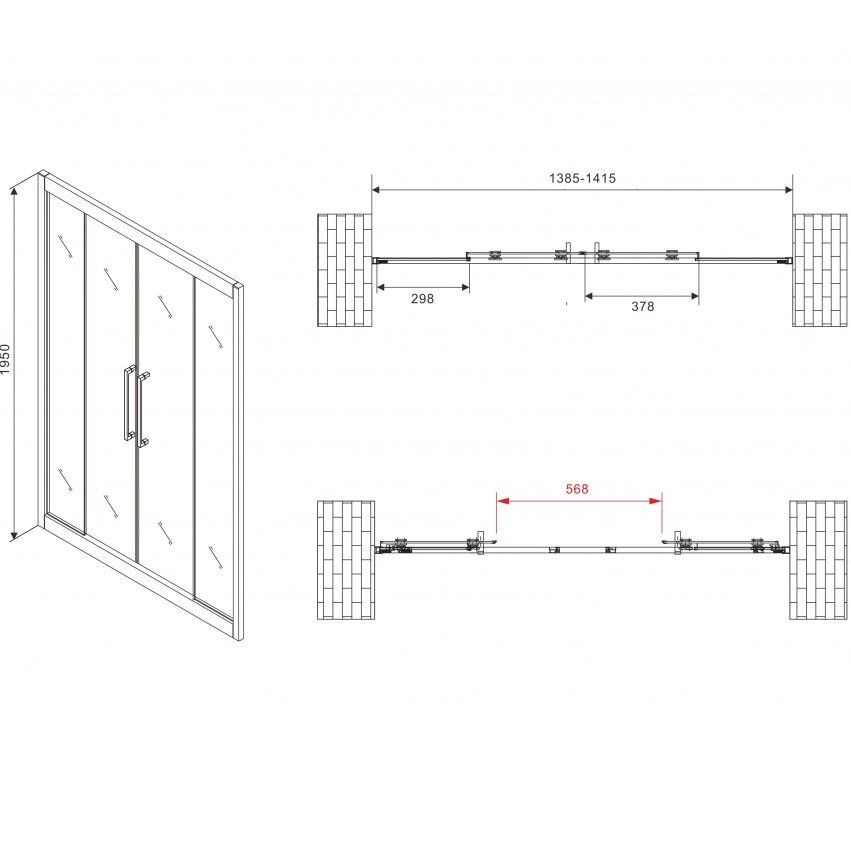 Душевая дверь Abber Schwarzer Diamant AG33140BH 140х195 (черный матовый)