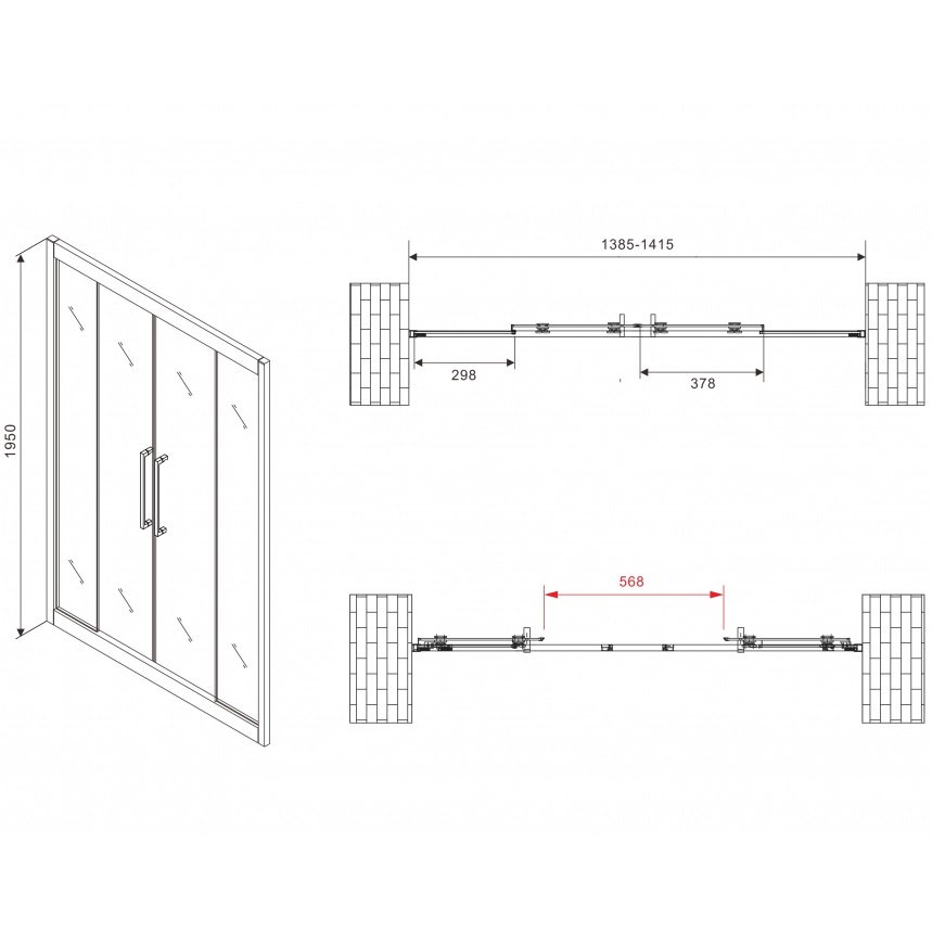 Душевая дверь Abber Schwarzer Diamant AG33140H 140х195 (хром)