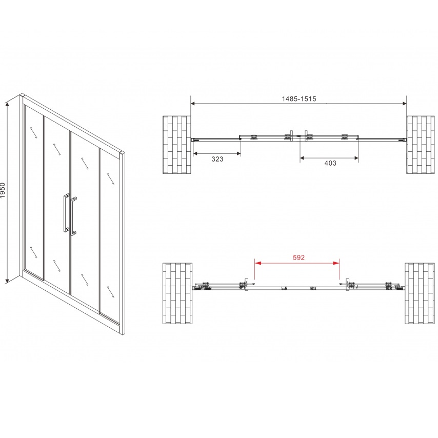Душевая дверь Abber Schwarzer Diamant AG33150H 150х195 (хром)