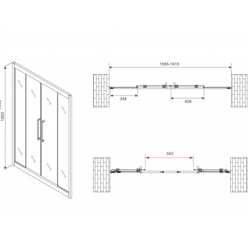Душевая дверь Abber Schwarzer Diamant AG33160BH 160х195 (черный матовый)