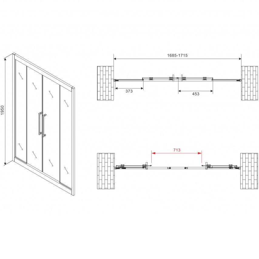 Душевая дверь Abber Schwarzer Diamant AG33170H 170х195 (хром)