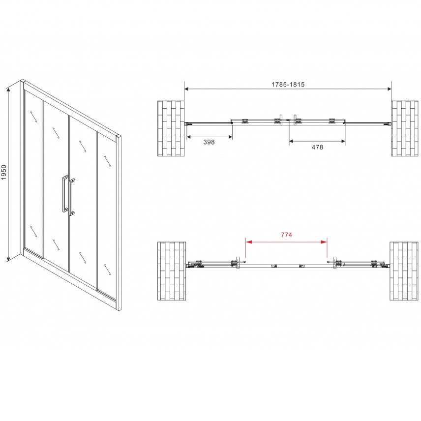 Душевая дверь Abber Schwarzer Diamant AG33180H 180х195 (хром)