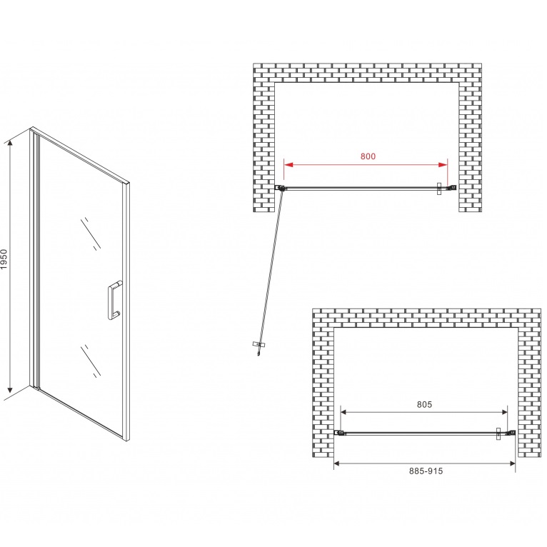 Душевая дверь Abber Sonnenstrand AG04090M 90х195 (хром)