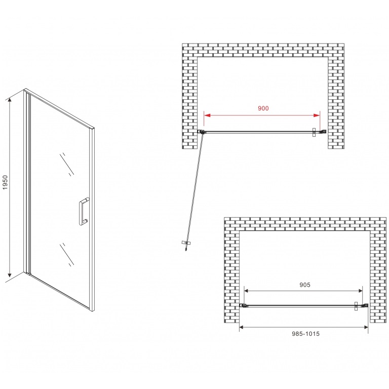 Душевая дверь Abber Sonnenstrand AG04100B 100х195 (черный матовый)