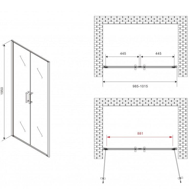 Душевая дверь Abber Sonnenstrand AG04100BC 100х195 (черный матовый)
