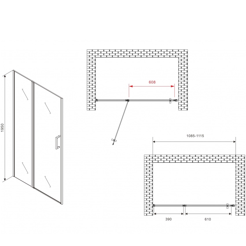 Душевая дверь Abber Sonnenstrand AG04110BS 110х195 (черный матовый)