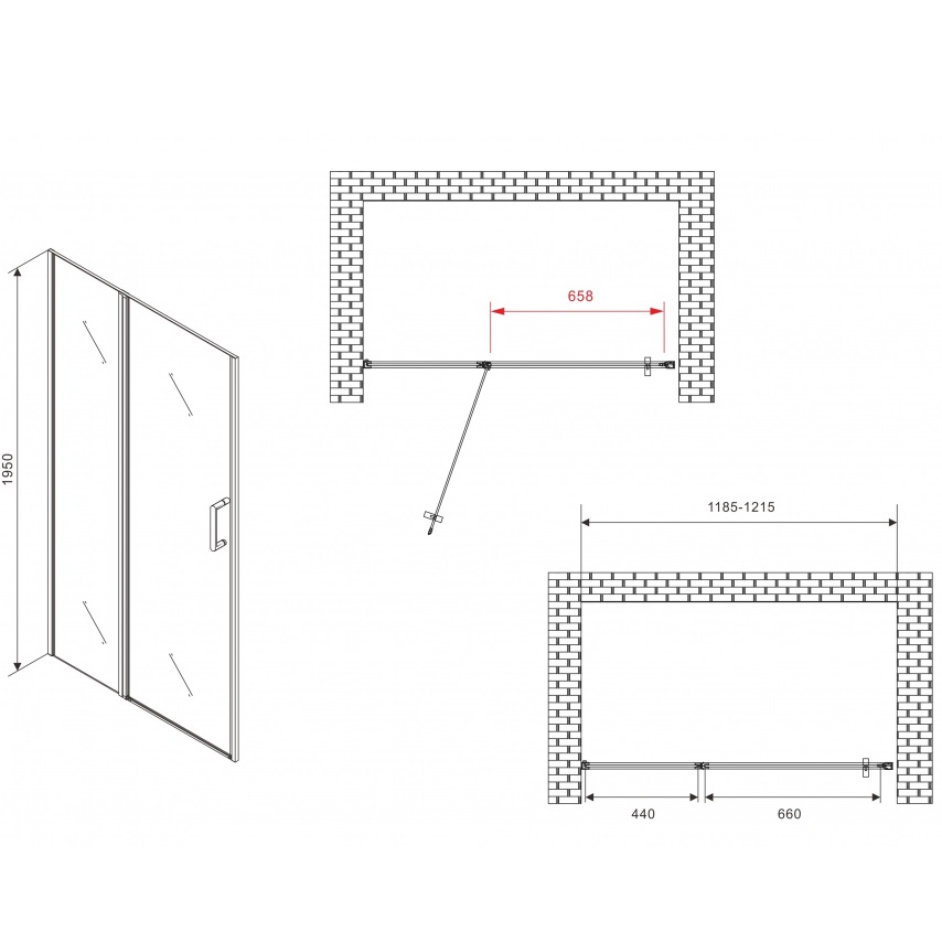 Душевая дверь Abber Sonnenstrand AG04120MS 120х195 (хром)