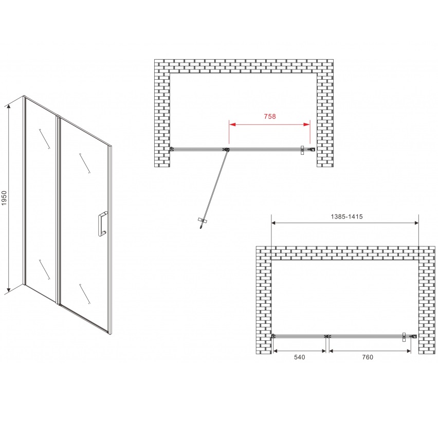 Душевая дверь Abber Sonnenstrand AG04140S 140х195 (хром)