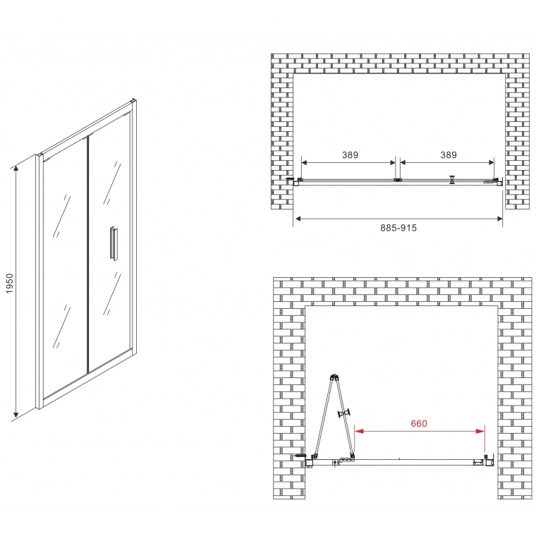 Душевая дверь Abber Sonnenstrand AG07090 90х195 (хром)