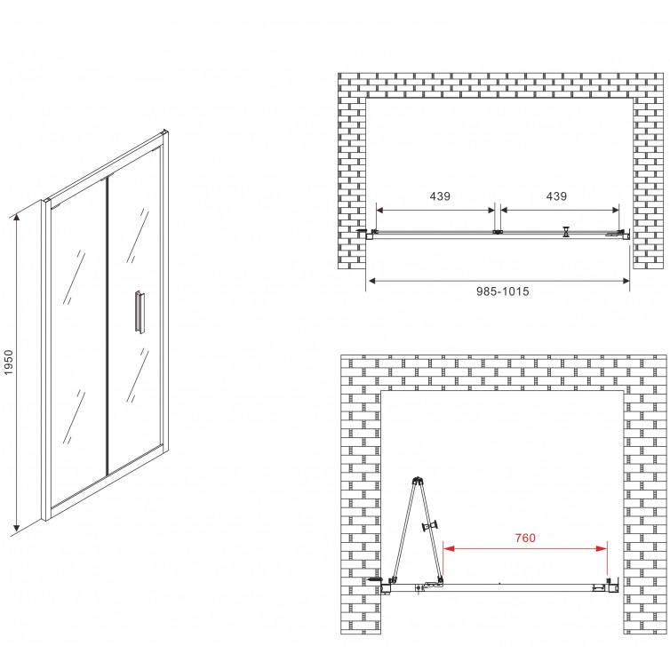 Душевая дверь Abber Sonnenstrand AG07100B 100х195 (черный матовый)