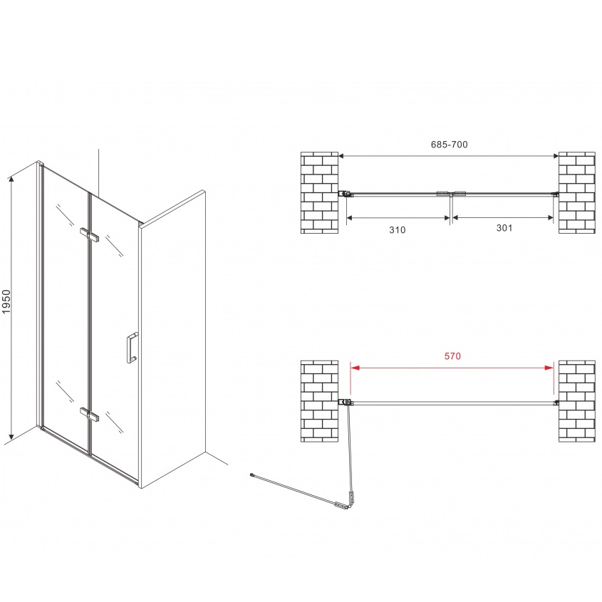 Душевая дверь Abber Zart AG08070P 70х195 (хром)