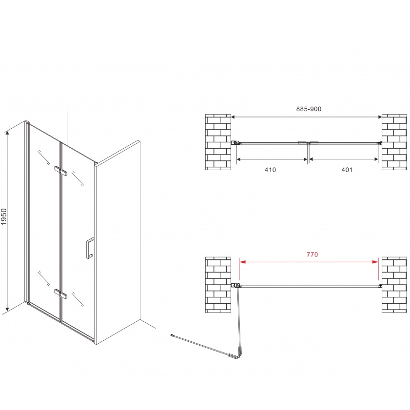 Душевая дверь Abber Zart AG08090P 90х195 (хром)