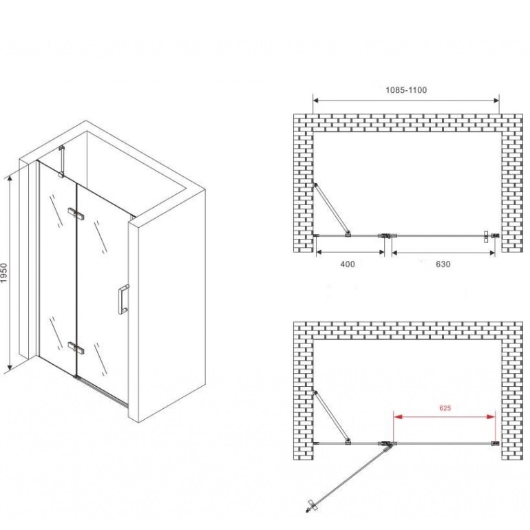 Душевая дверь Abber Zart AG08110 110х195 (хром)