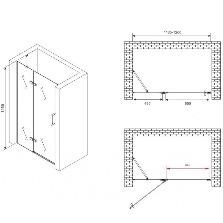 Душевая дверь Abber Zart AG08120 120х195 (хром)