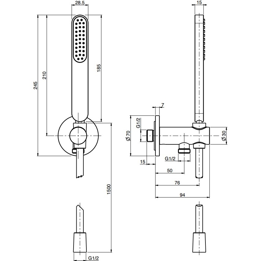 Душевая лейка Fima Carlo Frattini Wellness Set doccia F2287/2NCR (хром), с держателем и шлангом