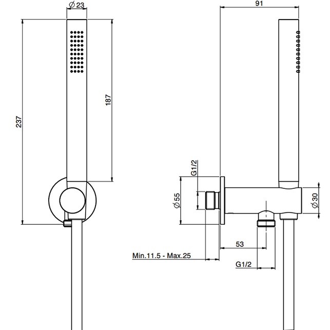 Душевая лейка Fima Carlo Frattini Wellness Set doccia F2287/4NOTOR (золотой), с держателем и шлангом