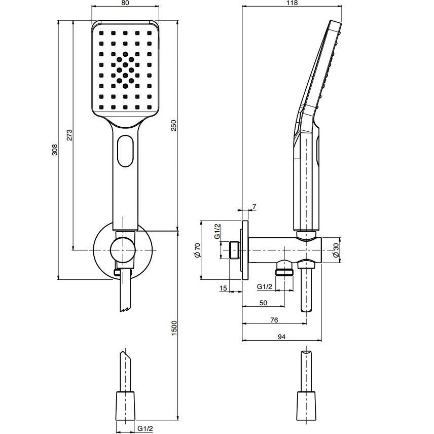 Душевая лейка Fima Carlo Frattini Wellness Set doccia F2287/5NCR (хром), с держателем и шлангом