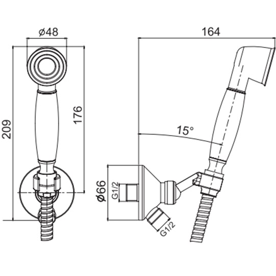 Душевая лейка Fima Carlo Frattini Wellness Set doccia F2287/6CR (хром), с держателем и шлангом