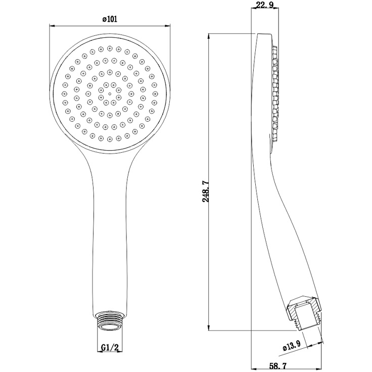 Душевая лейка Whitecross Серия Y BASIC-CR (хром), 1 режим