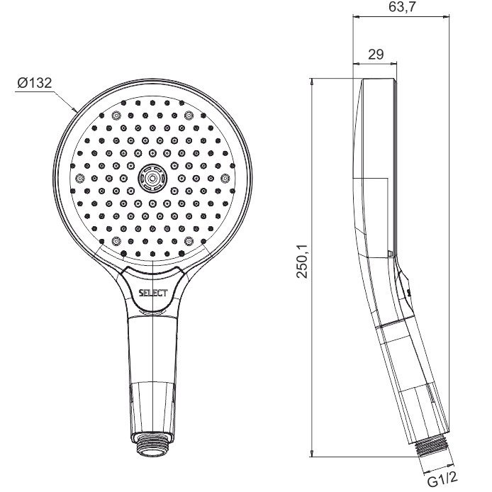 Душевая лейка Whitecross Серия Y TOP-CR (хром), 3 режима