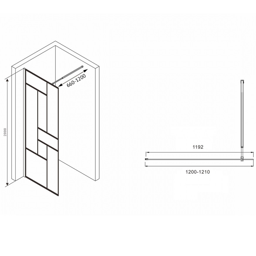 Душевая перегородка ABBER Immer Offen AG63120B8 120х200 (черный)