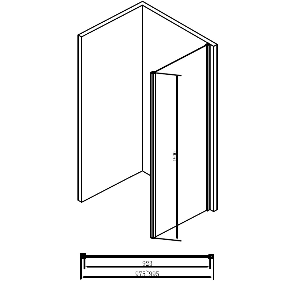 Душевая перегородка ABBER Komfort AG100BS 100х190 (черный матовый)