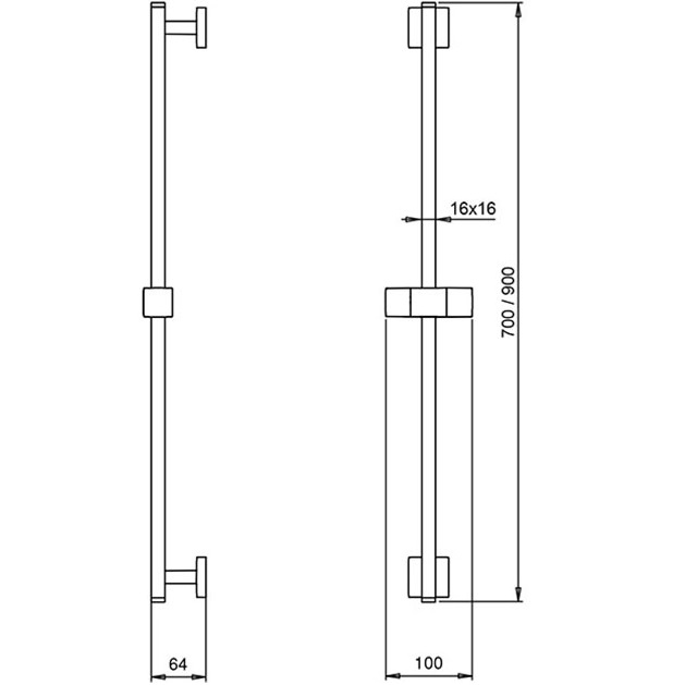 Душевая штанга Almar Cube E087005.CR 70см (хром)