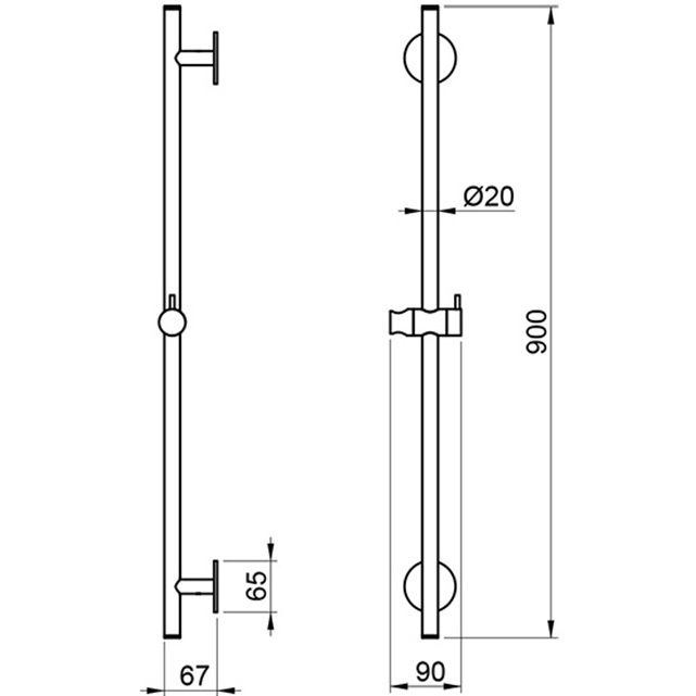 Душевая штанга Almar E087073.316 90см (нержавеющая сталь брашированная)