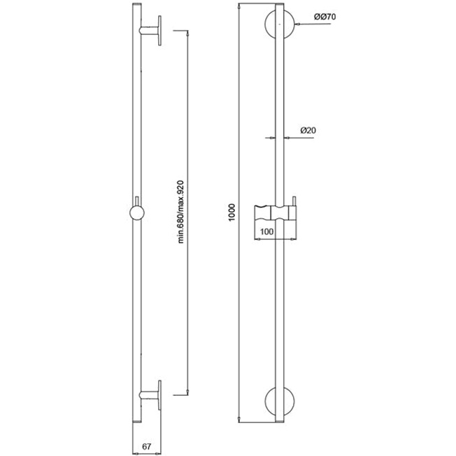 Душевая штанга Almar E087075.NB 100см (никель брашированный), с шлангом, ручным душем