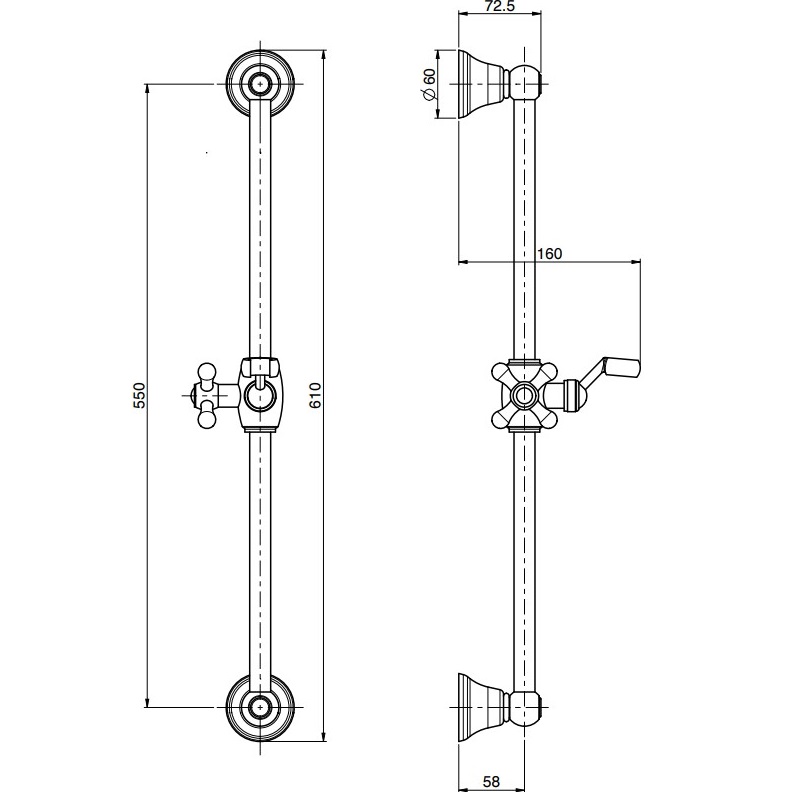 Душевая штанга с держателем для ручного душа Fima Carlo Frattini Wellness F2044/1OR (золотой)