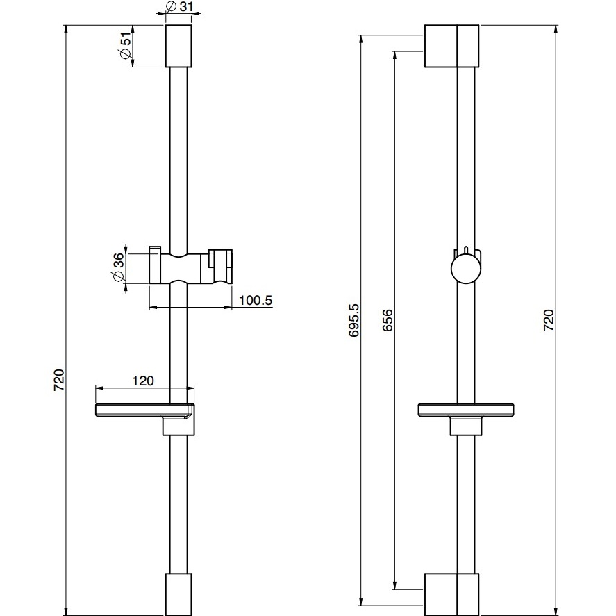 Душевая штанга с держателем для ручного душа Fima Carlo Frattini Wellness Saliscendi F2679/1NS (черный матовый)