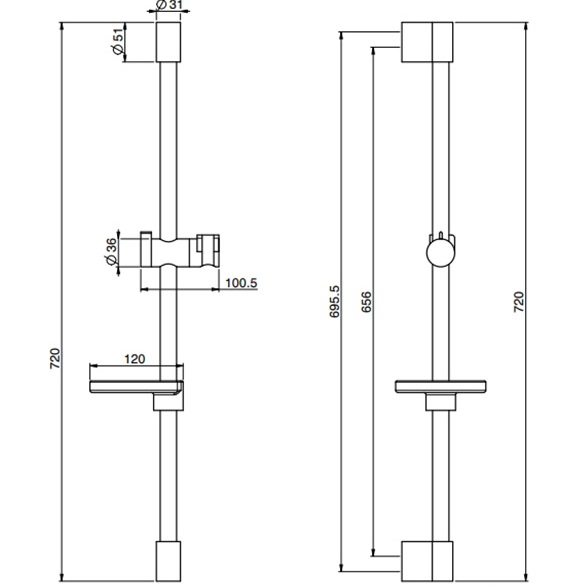 Душевая штанга с мыльницей и держателем ручного душа Fima Carlo Frattini Saliscendi F2679/1CR (хром)