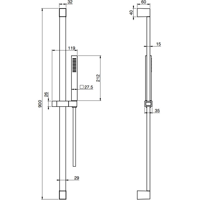 Душевая штанга с ручным душем Fima Carlo Frattini Wellness F2443CR (хром)