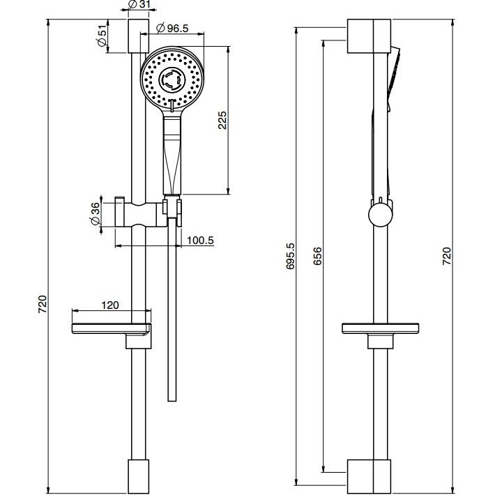 Душевая штанга с ручным душем Fima Carlo Frattini Wellness Saliscendi F2679CR (хром)