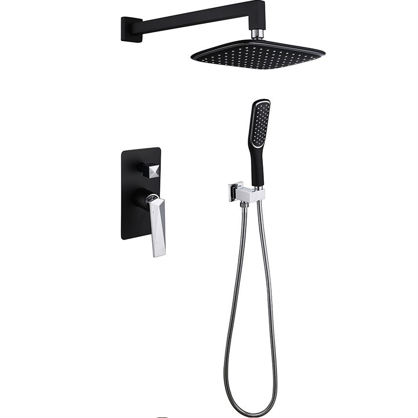 Душевой комплект 20x20 см. Boheme Venturo 374-B (хром, черный матовый), без излива